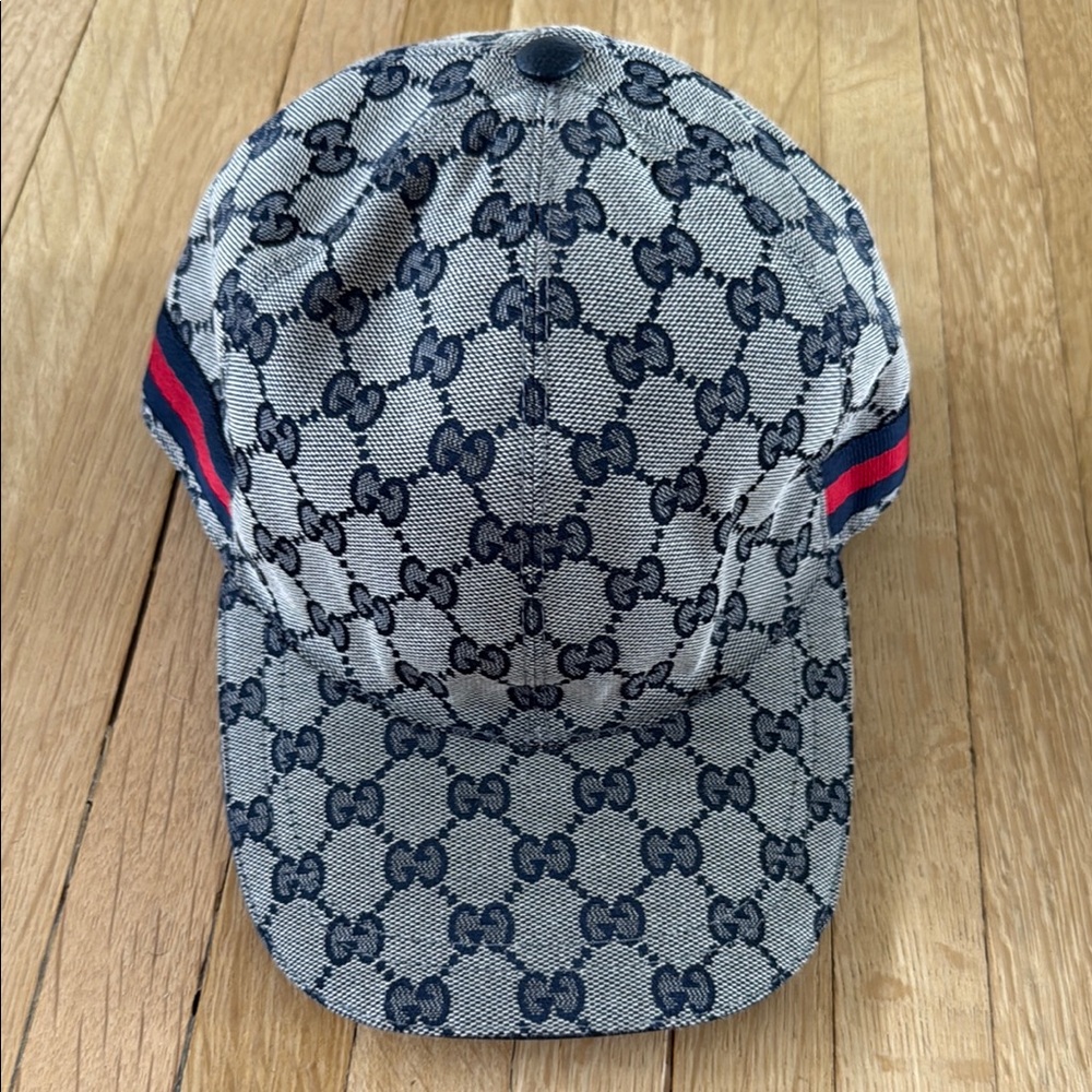 Gucci Gray GG Monogram Hat with Signature Webbing